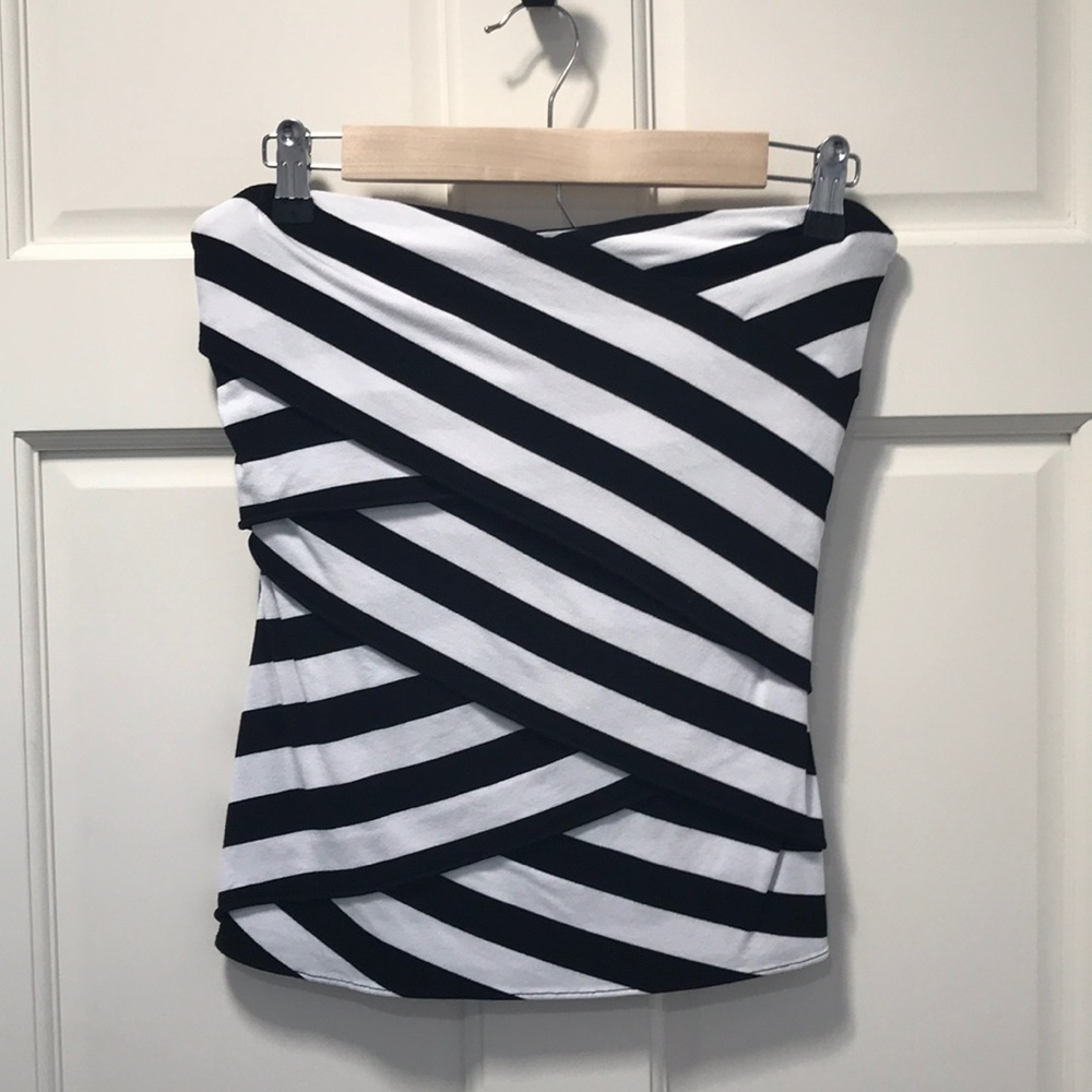 White House Black Market strapless top. B & W. S